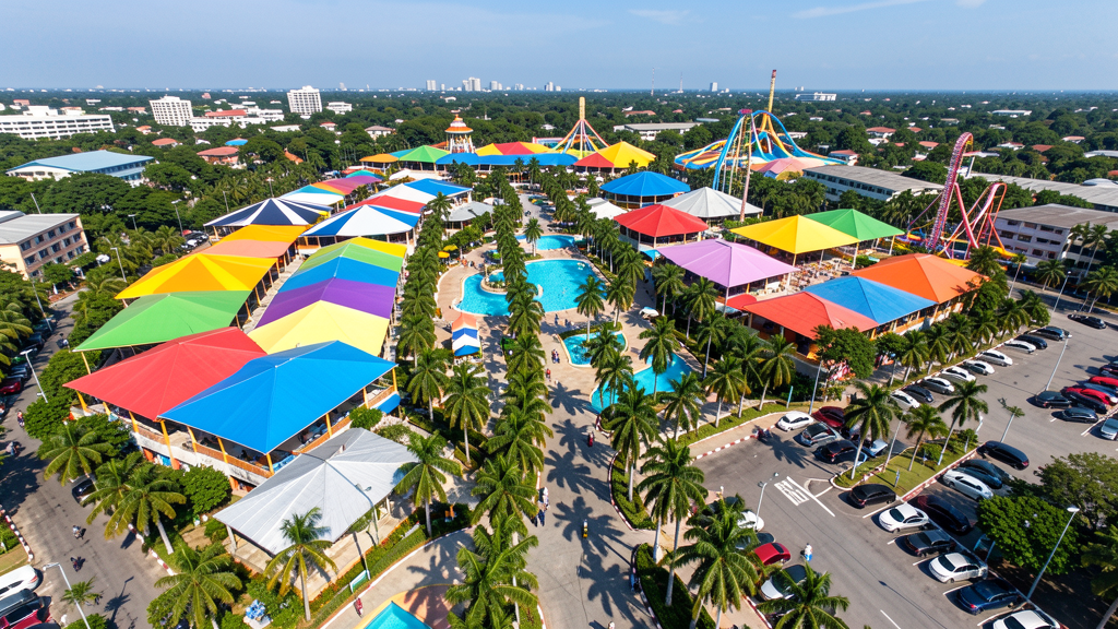 Aerial view of Philippine theme park complex