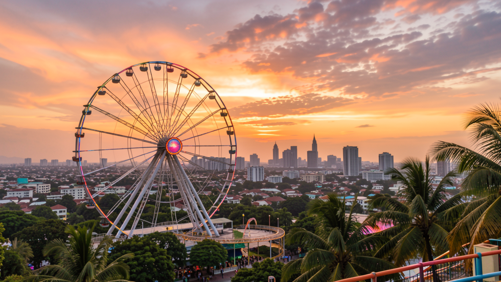 Ferris wheel at sunset in Manila amusement park